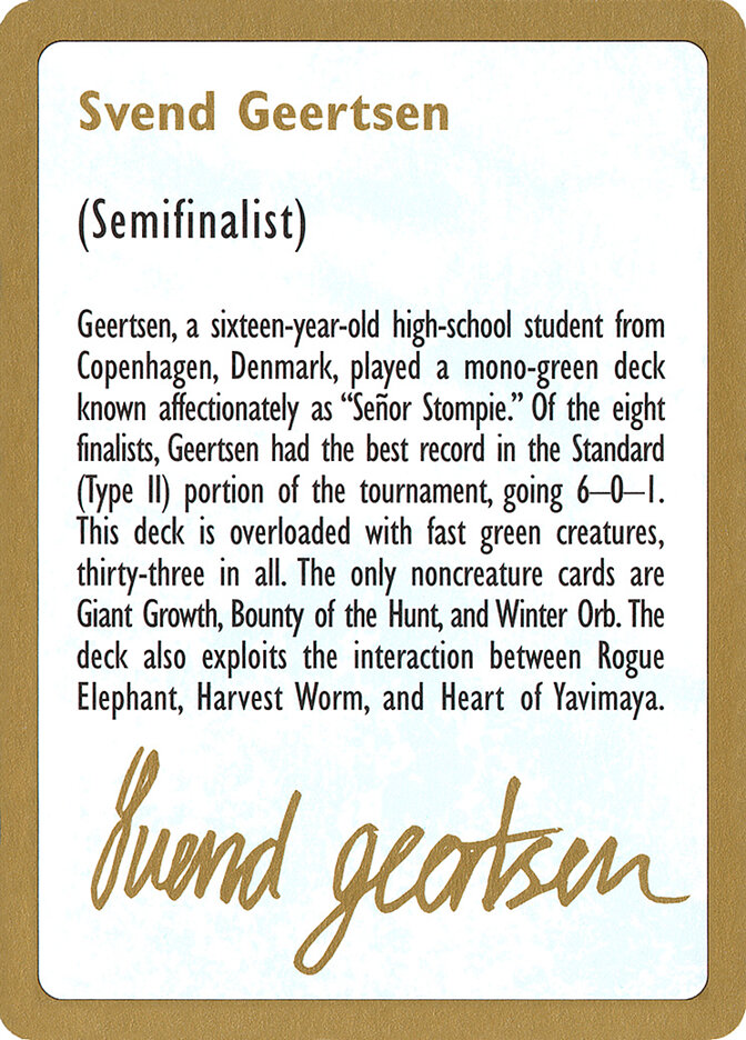 Svend Geertsen Bio — World Championship Decks 1997 (WC97) #sg0a