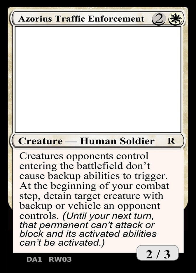 Azorius Traffic Enforcement — Unknown Event (UNK) #RW03a