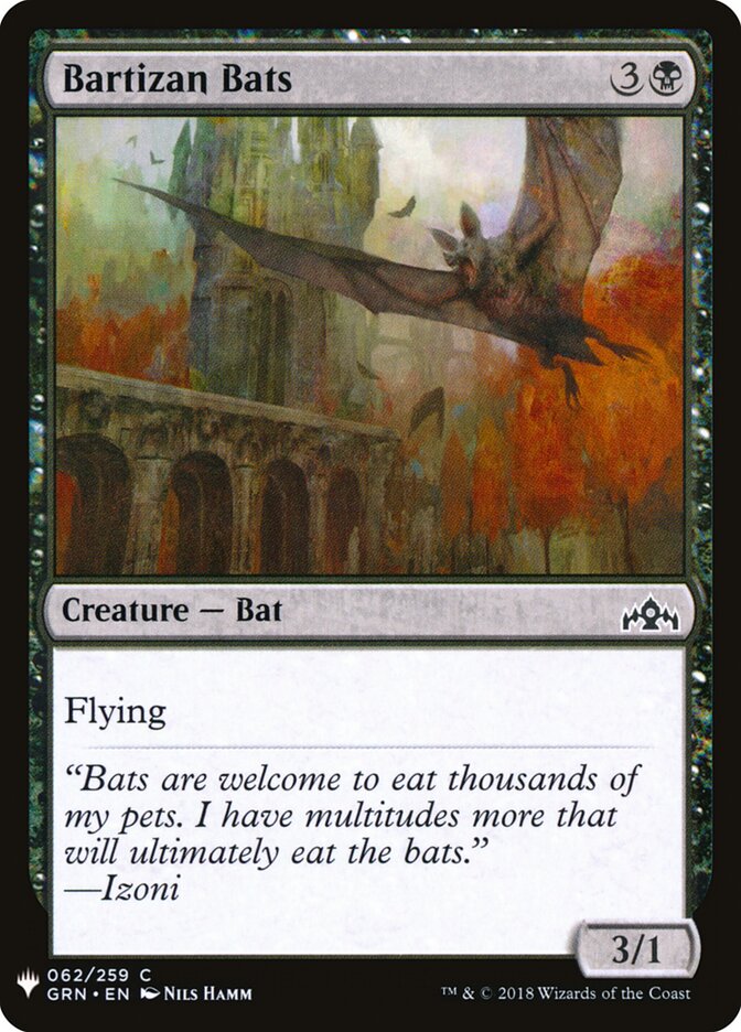 Bartizan Bats — The List (PLST) #GRN-62