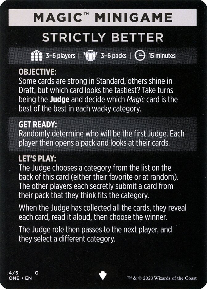 Strictly Better // Strictly Better (cont'd) — Phyrexia: All Will Be One Minigames (MONE) #4