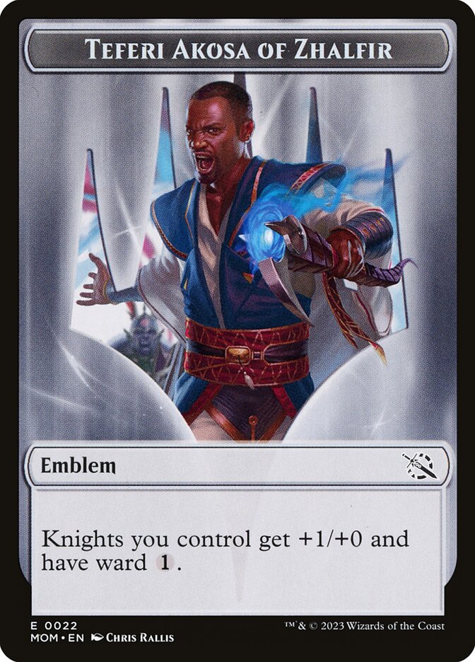Teferi Akosa of Zhalfir Emblem — March of the Machine Tokens (TMOM) #22