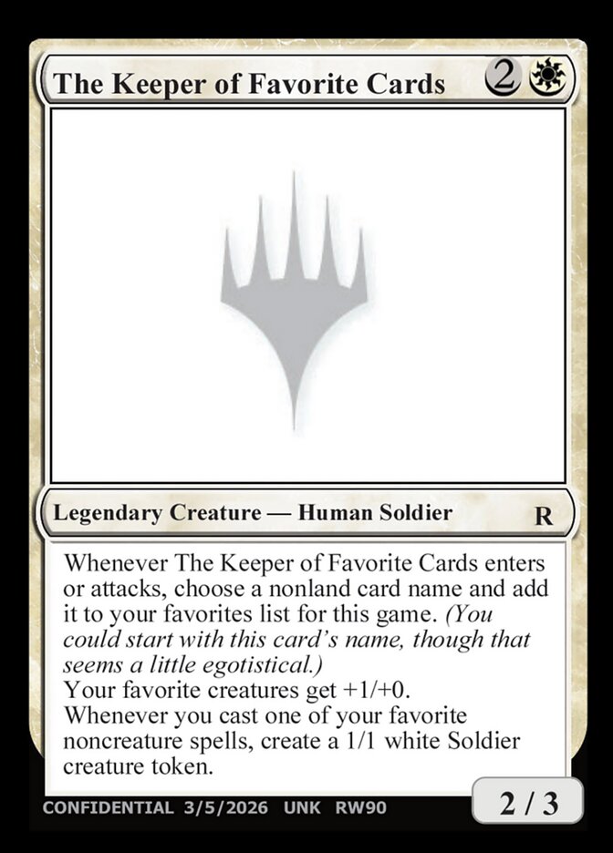 The Keeper of Favorite Cards — Unknown Event (UNK) #RW90e