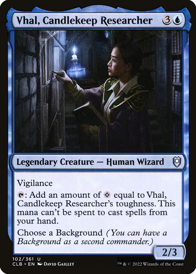 Vhal, Candlekeep Researcher — Commander Legends: Battle for Baldur's Gate (CLB) #102