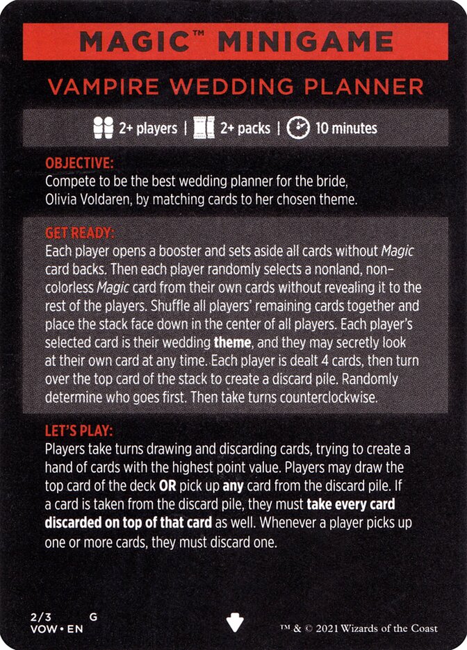 Vampire Wedding Planner // Vampire Wedding Planner (cont'd) — Innistrad: Crimson Vow Minigames (MVOW) #2