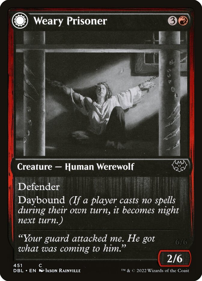 Weary Prisoner // Wrathful Jailbreaker — Innistrad: Double Feature (DBL) #451
