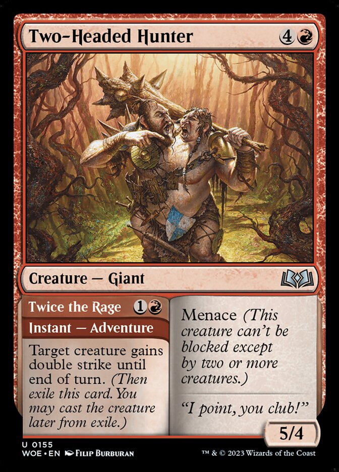 Two-Headed Hunter // Twice the Rage — Wilds of Eldraine (WOE) #155