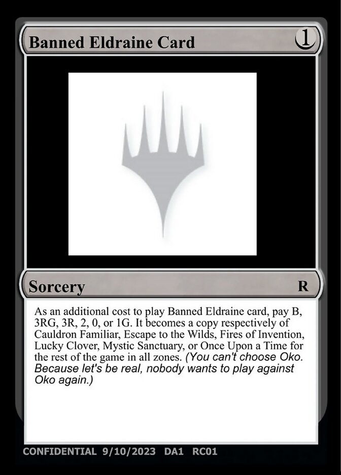 Banned Eldraine Card — Unknown Event (UNK) #RC01a