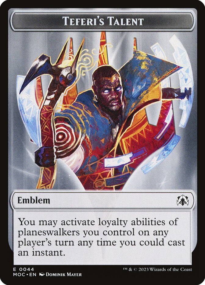 Teferi's Talent Emblem — March of the Machine Commander Tokens (TMOC) #44