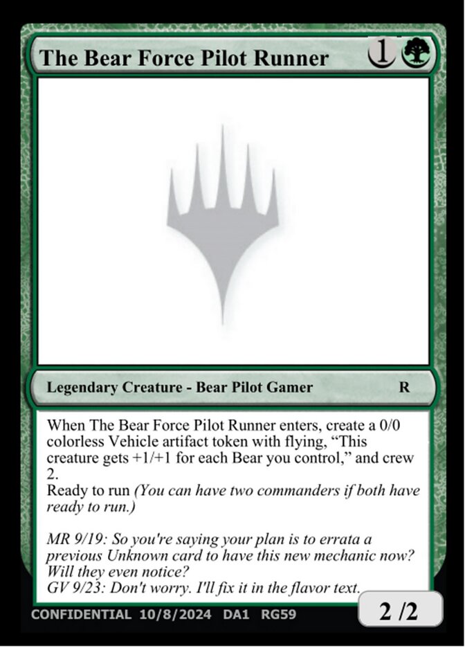 The Bear Force Pilot Runner — Unknown Event (UNK) #RG59a