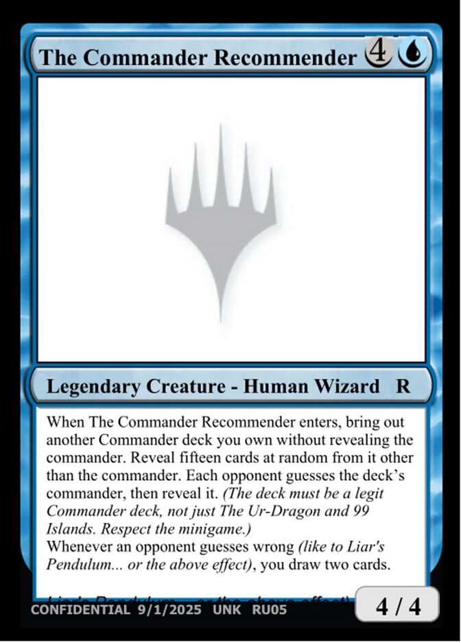 The Commander Recommender — Unknown Event (UNK) #RU05d
