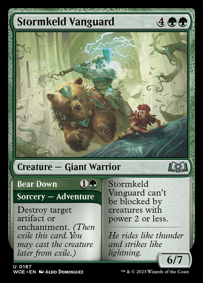 Stormkeld Vanguard // Bear Down — Wilds of Eldraine (WOE) #187