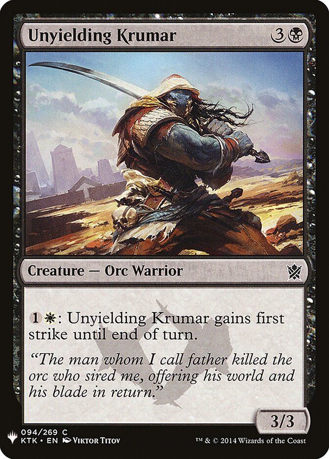 Unyielding Krumar — The List (PLST) #KTK-94