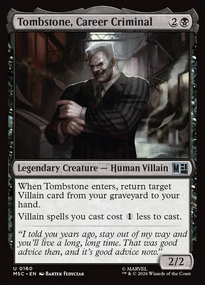 Tombstone, Career Criminal — Marvel Super Heroes Commander (MSC) #160