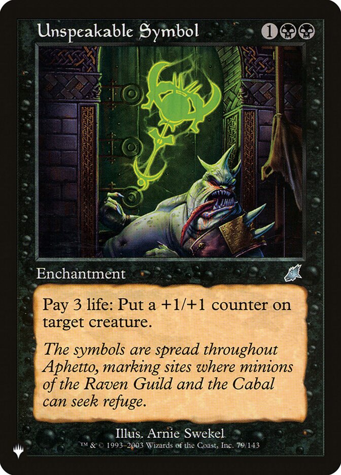 Unspeakable Symbol — The List (PLST) #SCG-79