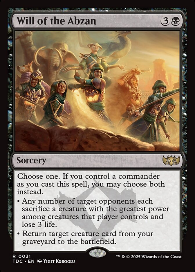 Will of the Abzan — Tarkir: Dragonstorm Commander (TDC) #31
