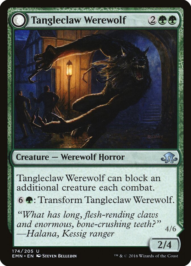 Tangleclaw Werewolf // Fibrous Entangler — Eldritch Moon (EMN) #174