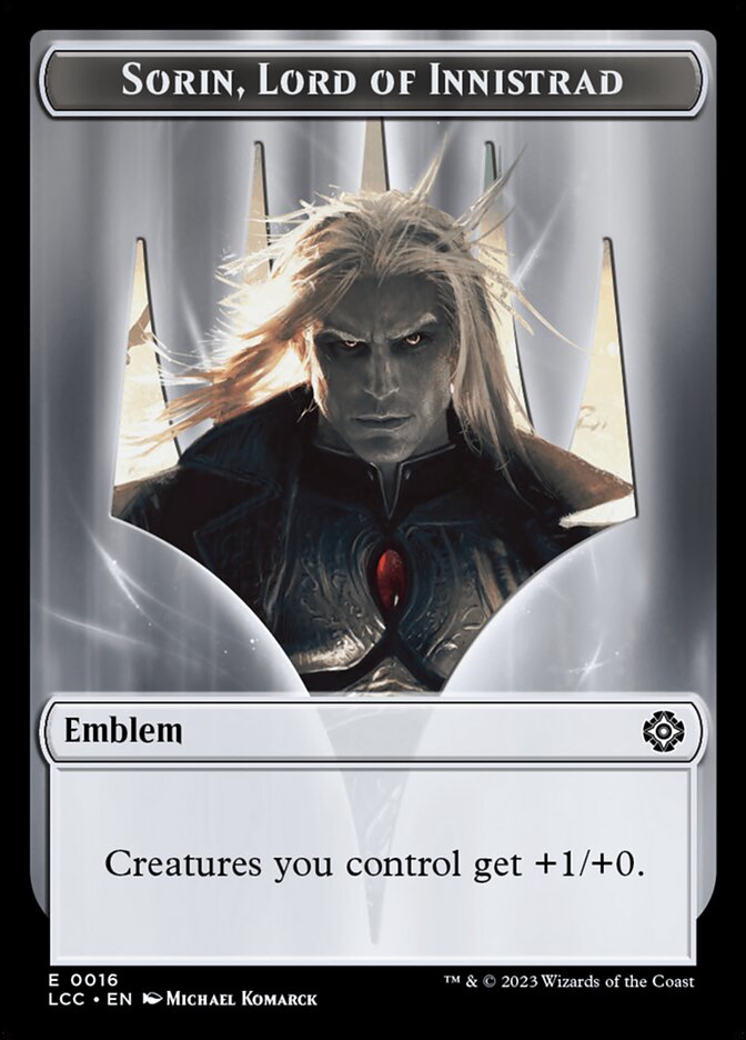 Sorin, Lord of Innistrad Emblem — The Lost Caverns of Ixalan Commander Tokens (TLCC) #16